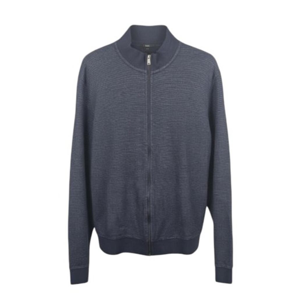 Boss Hugo Boss Full Zip Cotton Jacket Slim Fit Textured Navy XL